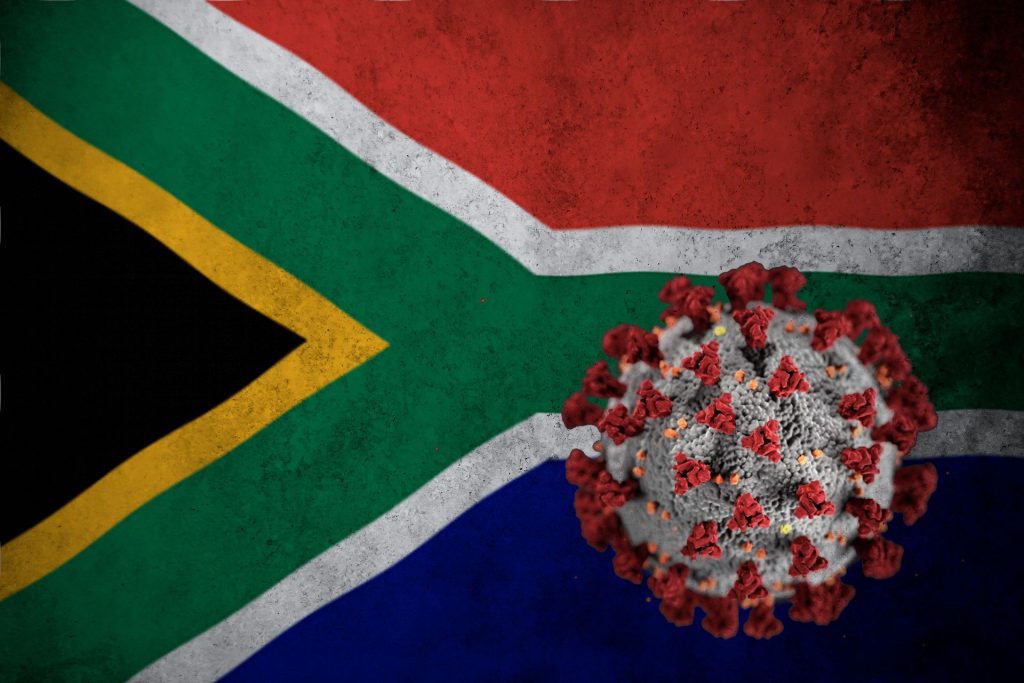South African flag with COVID theme