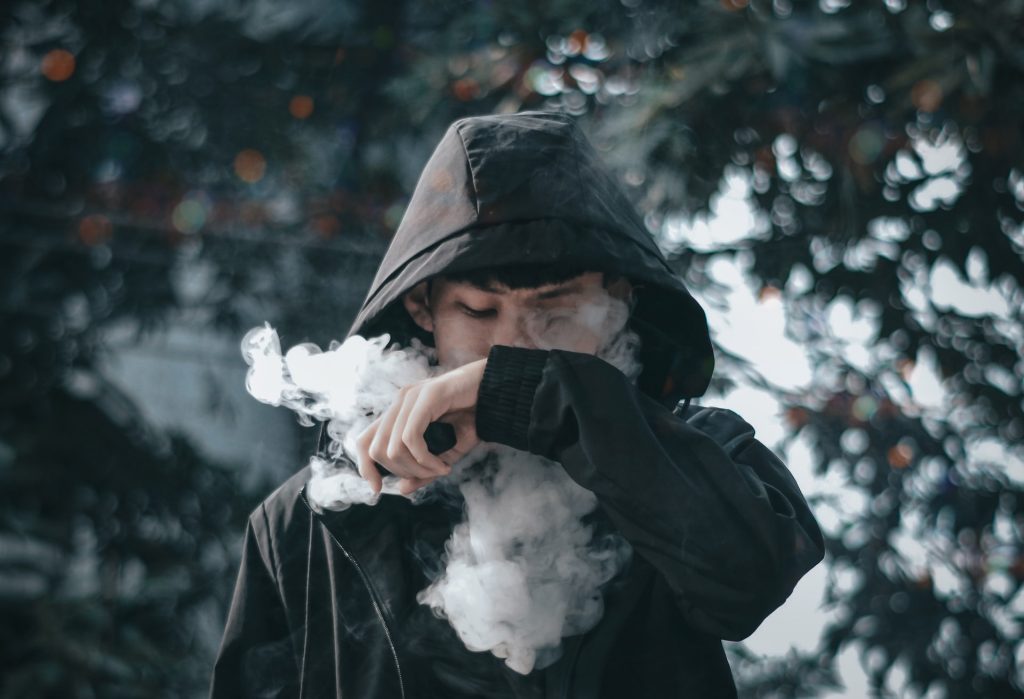 Vaping with an e-cigarette