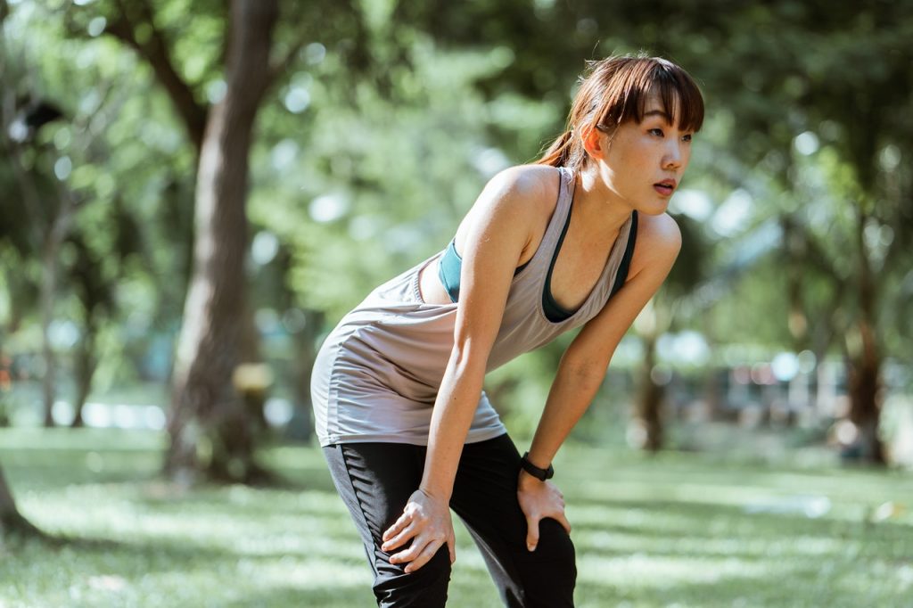 Tired woman after exercise